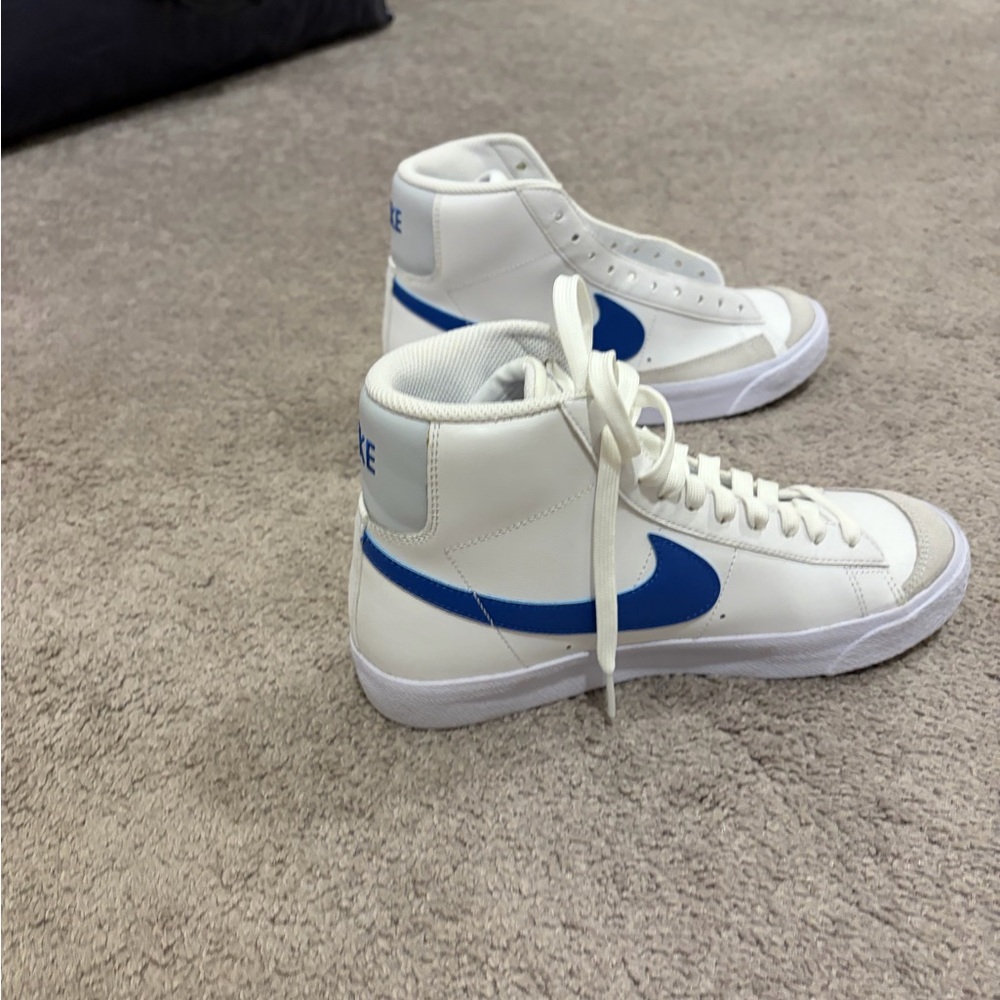 Nike High-Top  Blazer Sneakers White with Blue Swoosh